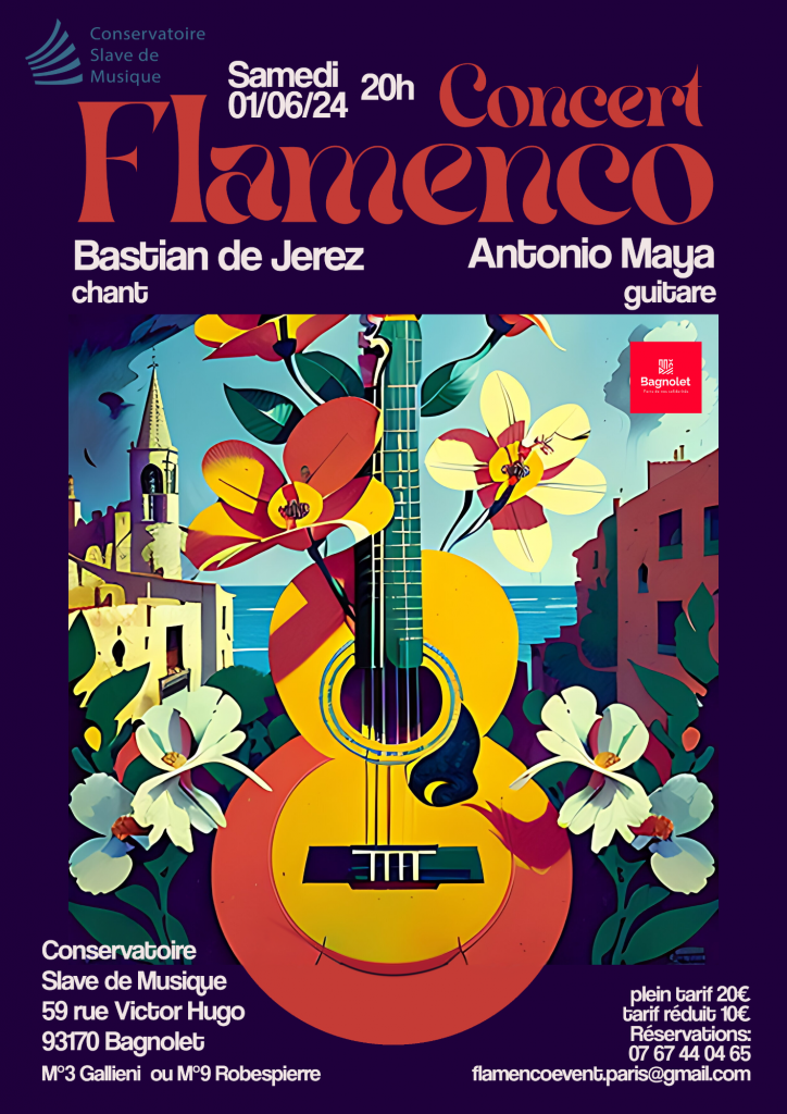 Affiche originale du Concert Flamenco de Bastian Jerez et Antonio Maya au Conservatoire Slave de Musique